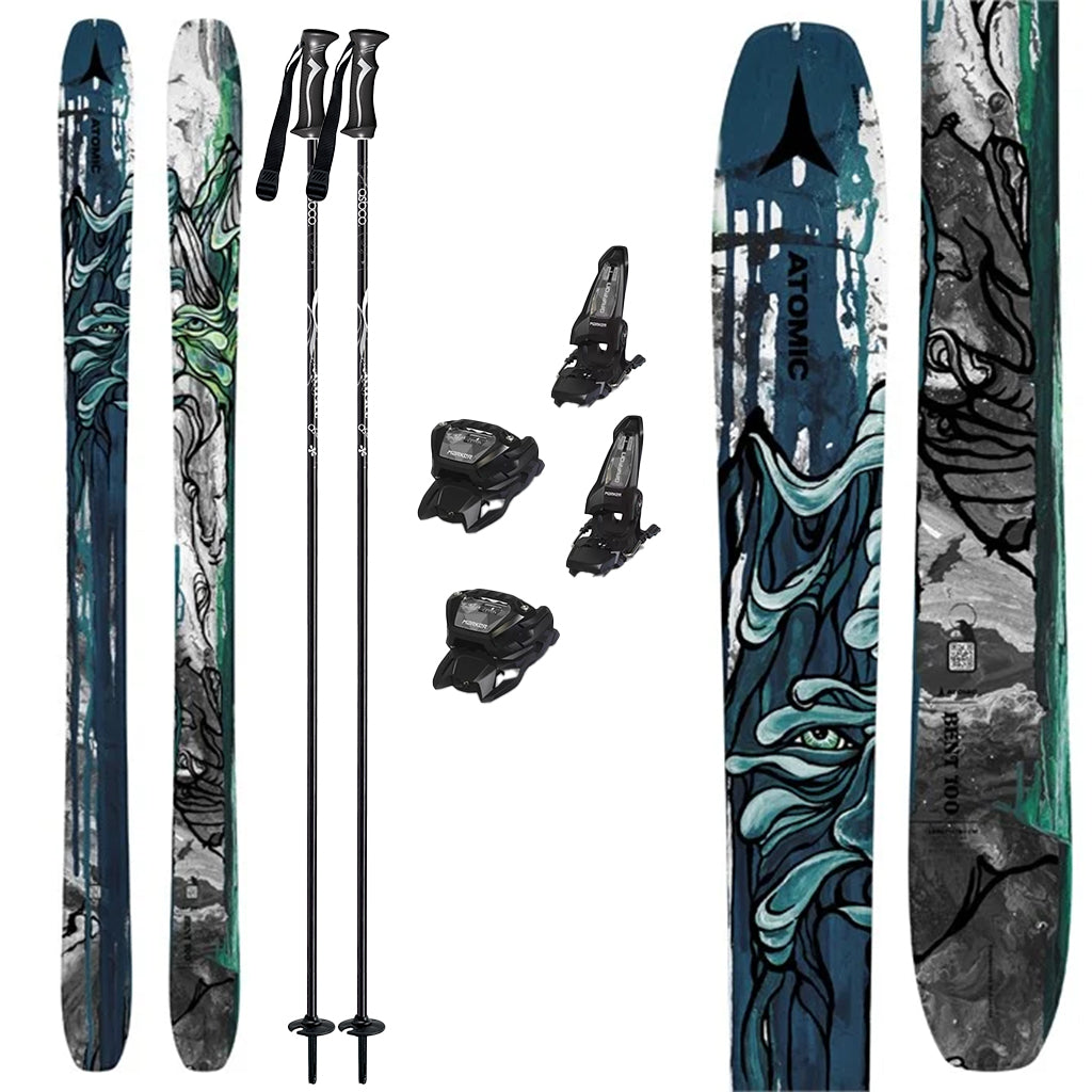 Atomic Bent 100 Mens Skis 2024 with Marker Griffon 13 Bindings Ski Package