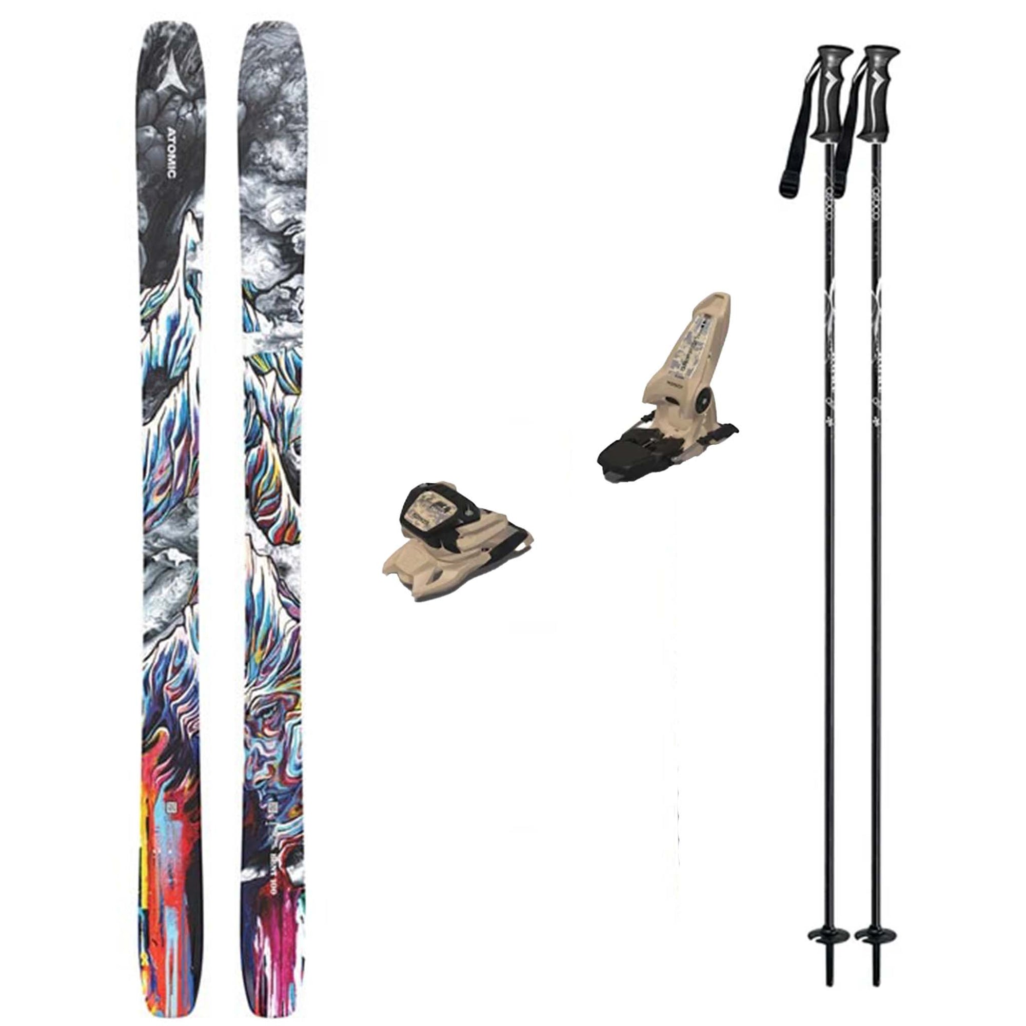 Atomic Bent 100 2025 Skis with Marker Griffon 13 Binding 2024 Mens Ski Package