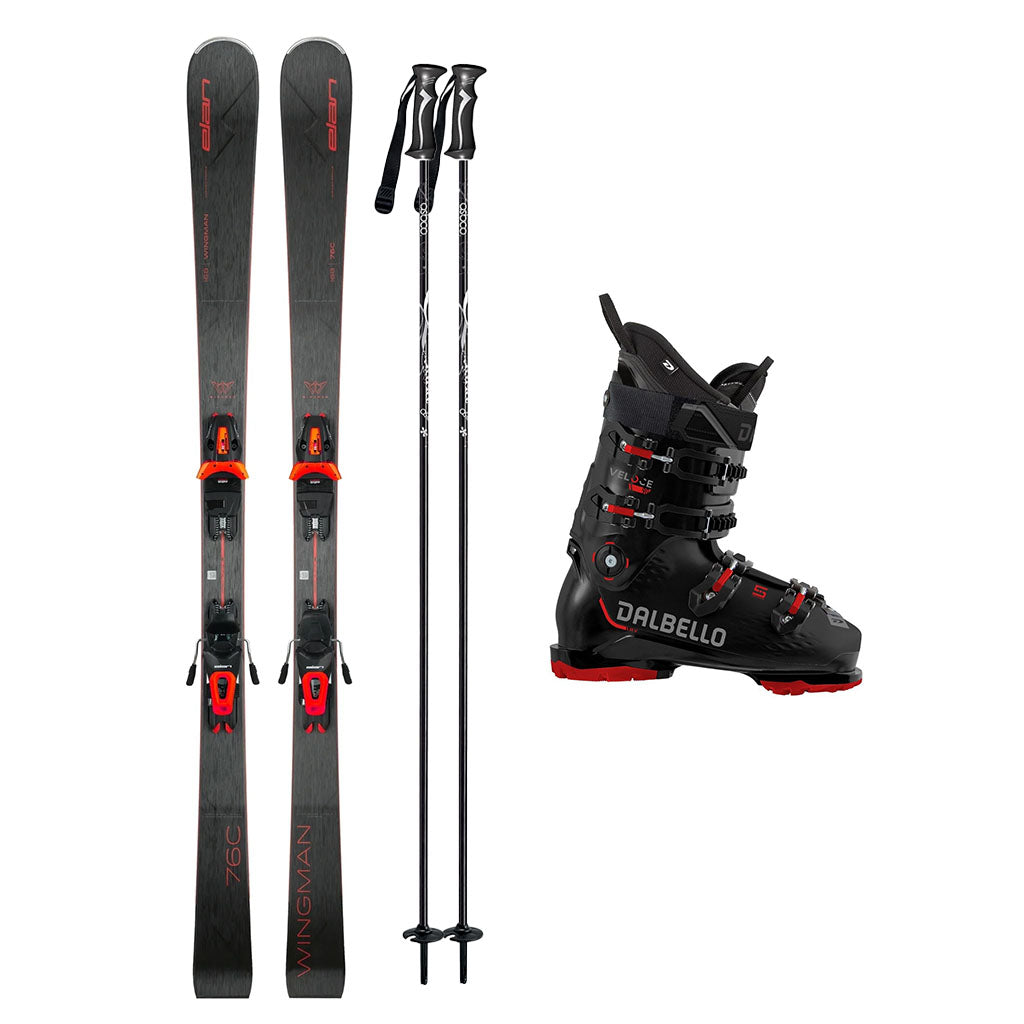 Elan Wingman 76 C PS (EL10.0 System Binding) Skis 2025 with Dalbello Veloce 90 GW Ski Boot 2024 Mens Ski Package