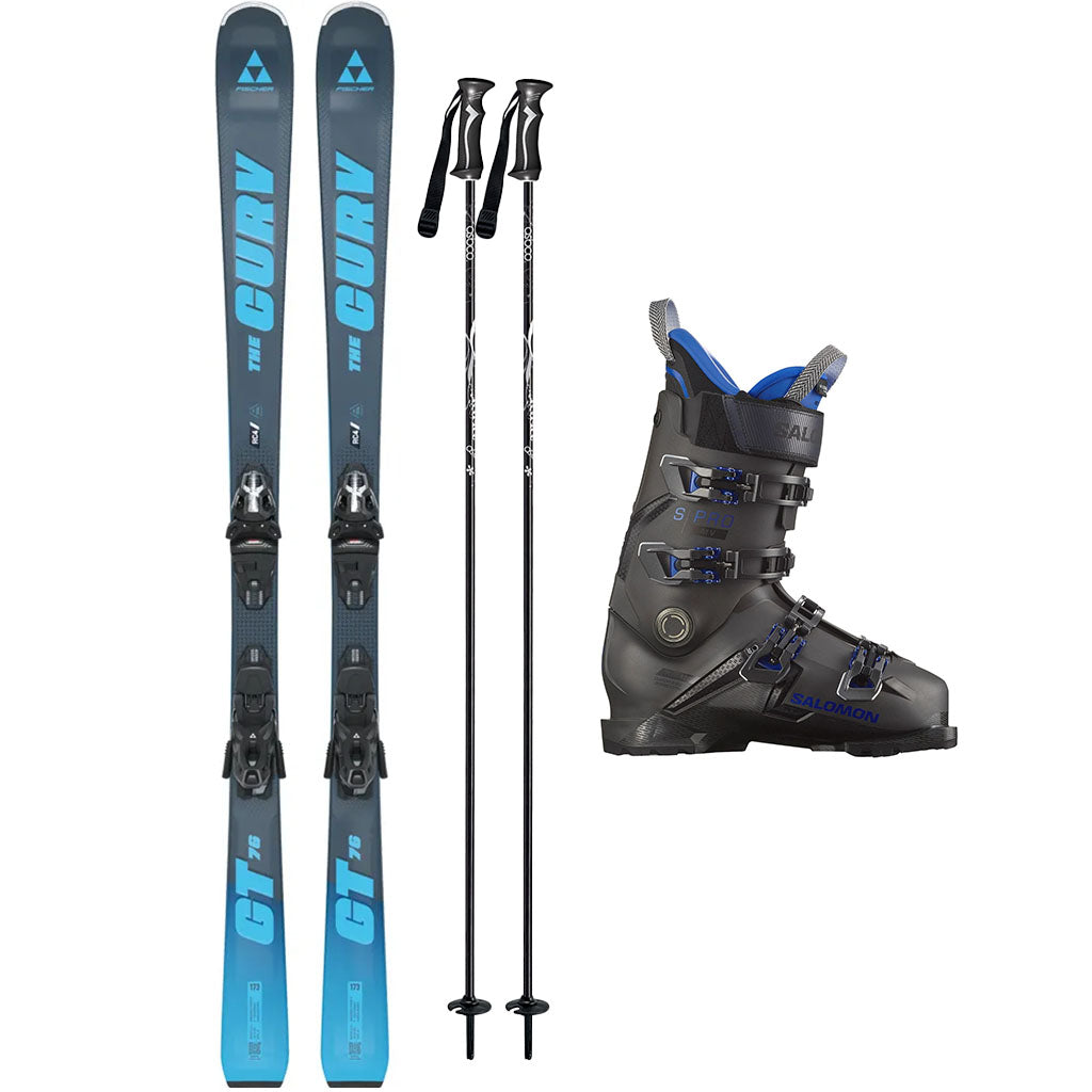 Fischer The Curv GT 76 (RSW 10 GW System Binding) Skis 2025 with Salomon S/Pro MV 120 Ski Boots 2024 Mens Ski Package