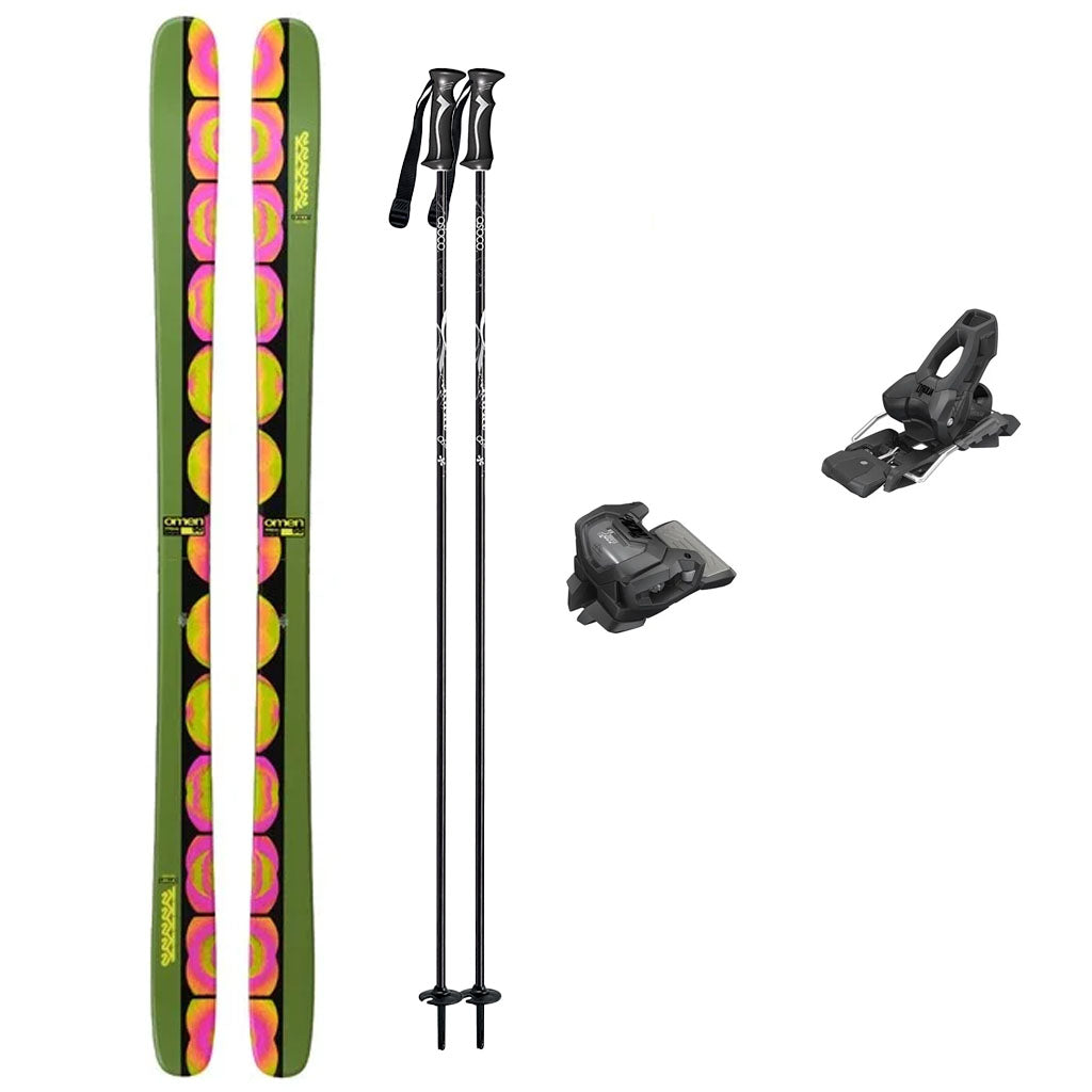 K2 Omen 90 Mens Skis 2025 with Tyrolia Attack 11 Bindings Mens Ski Package