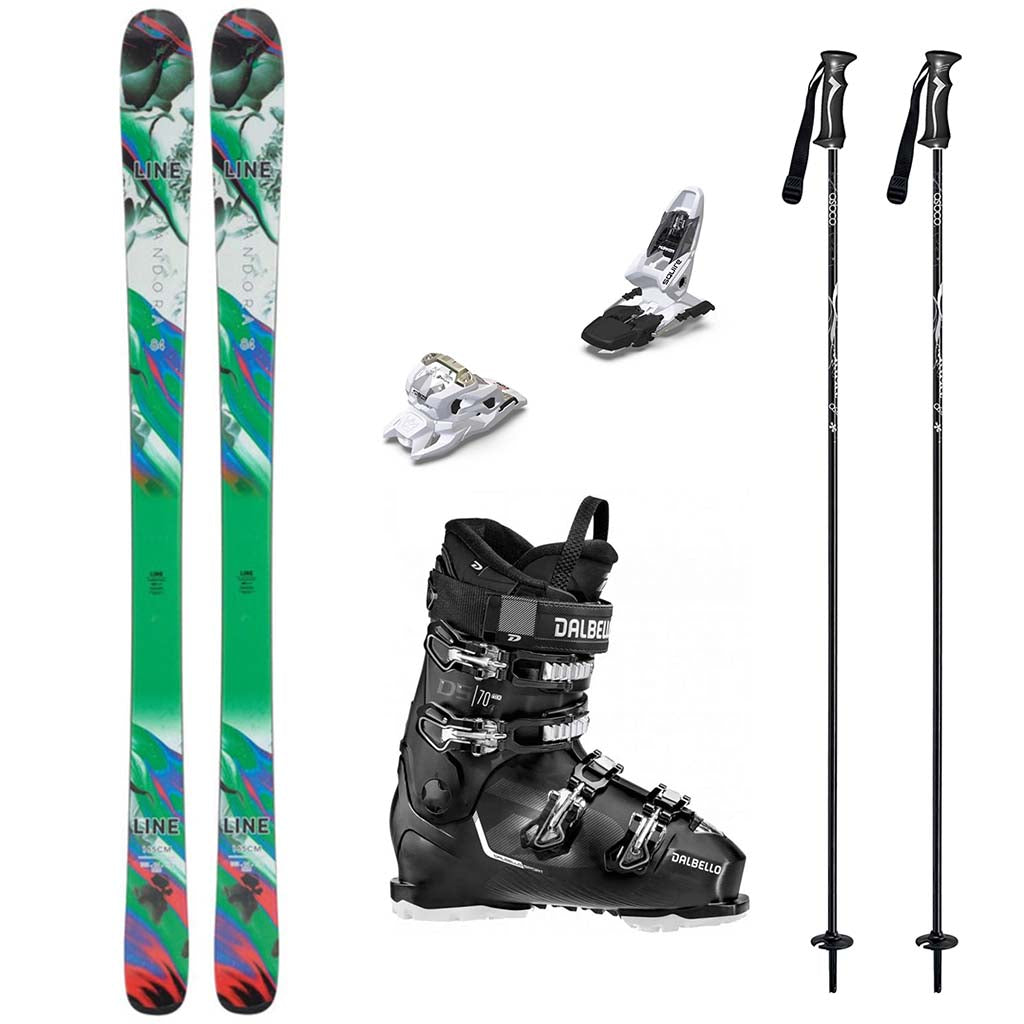 Line Pandora 84 Skis with Dalbello DS MX 70 Ski Boots Womens Ski Package