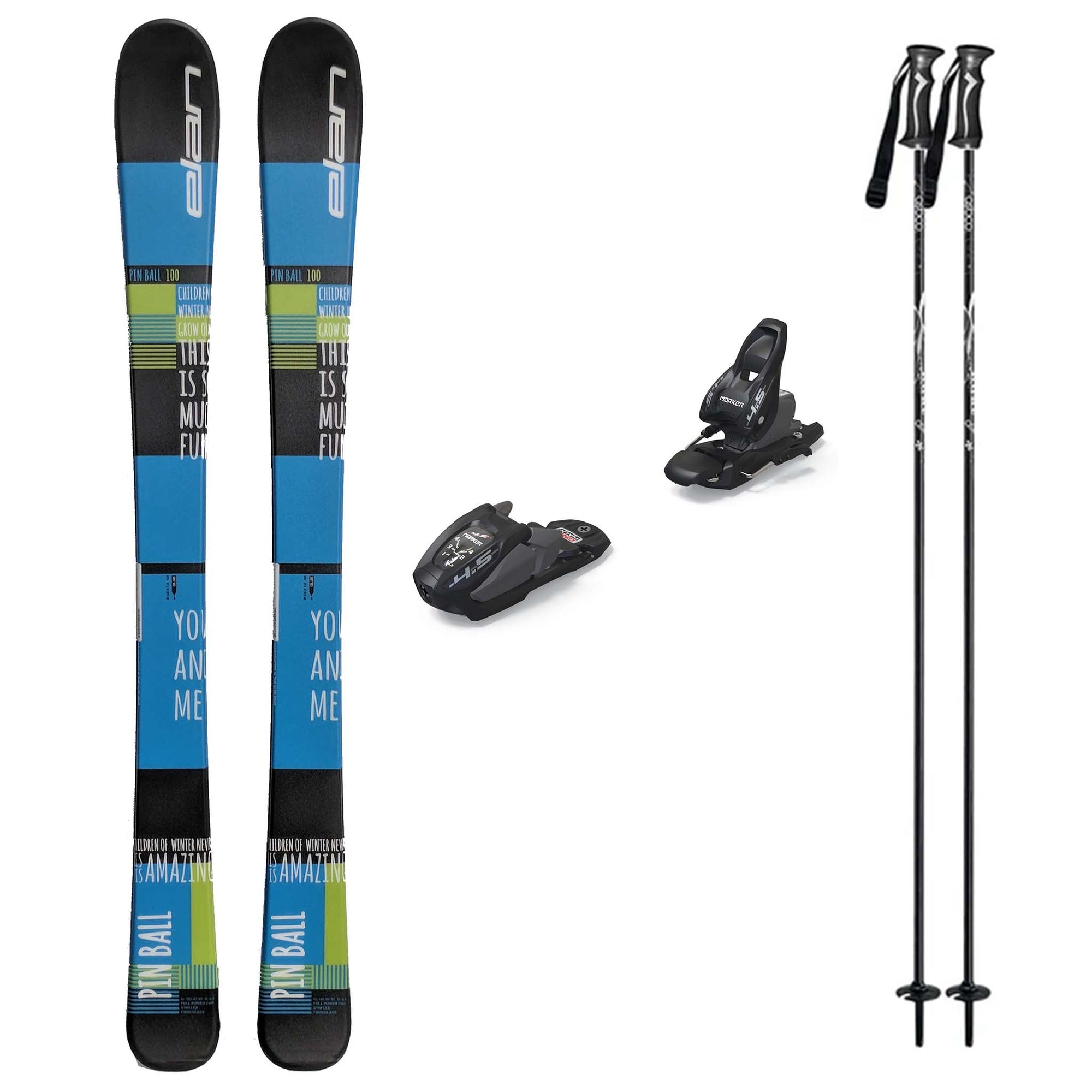 Elan Pinball Team Skis with Marker 4.5 Junior Ski Package