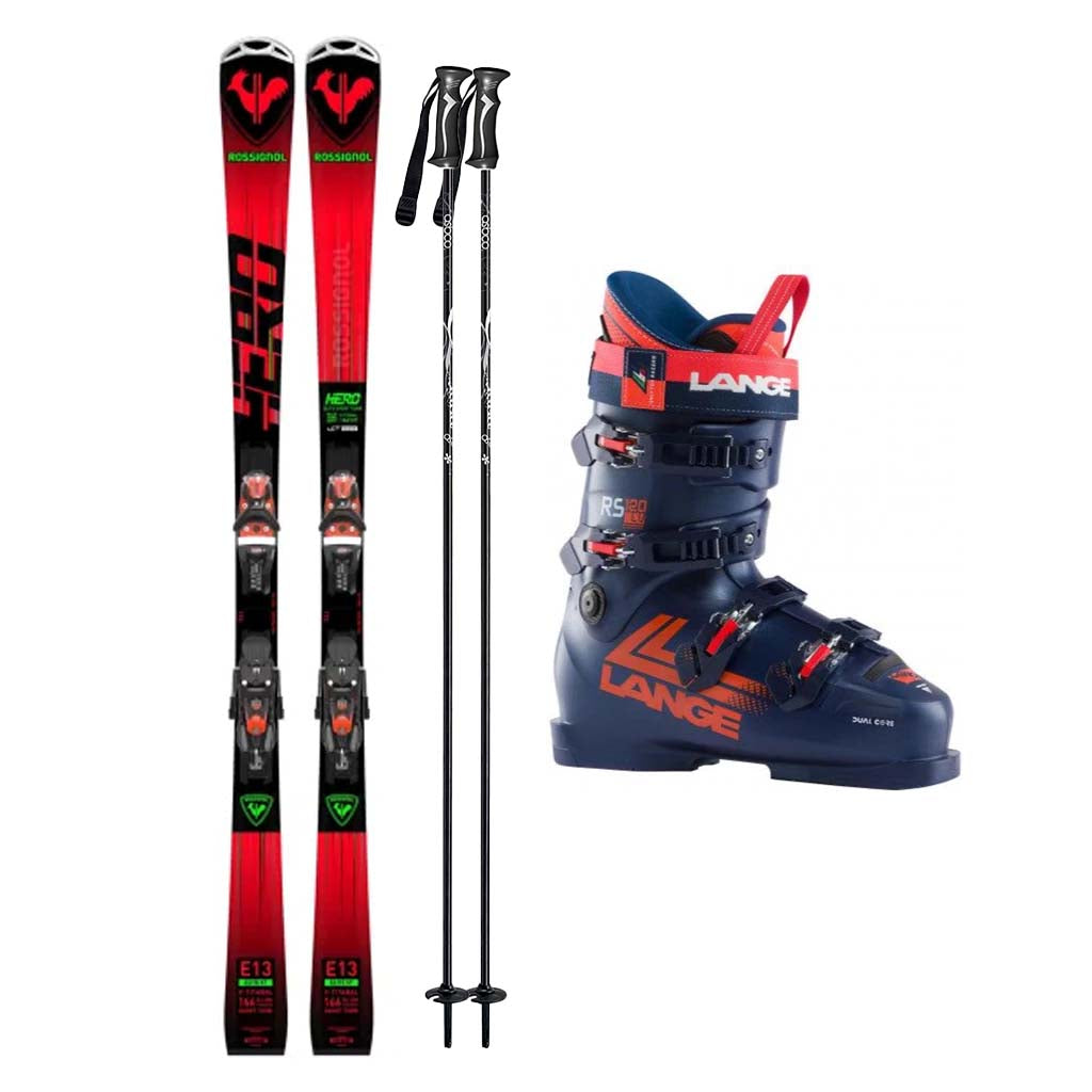 Rossignol Hero Elite ST TI (Konnect SPX 14 System Binding) Skis 2024 with Lange RS 120 LV Ski Boots 2024 Mens Ski Package