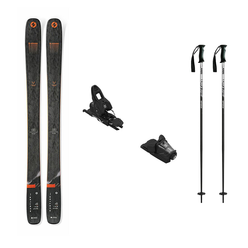 Blizzard Rustler Team Junior Skis 2025 with Salomon Stage 10 Bindings Ski Package