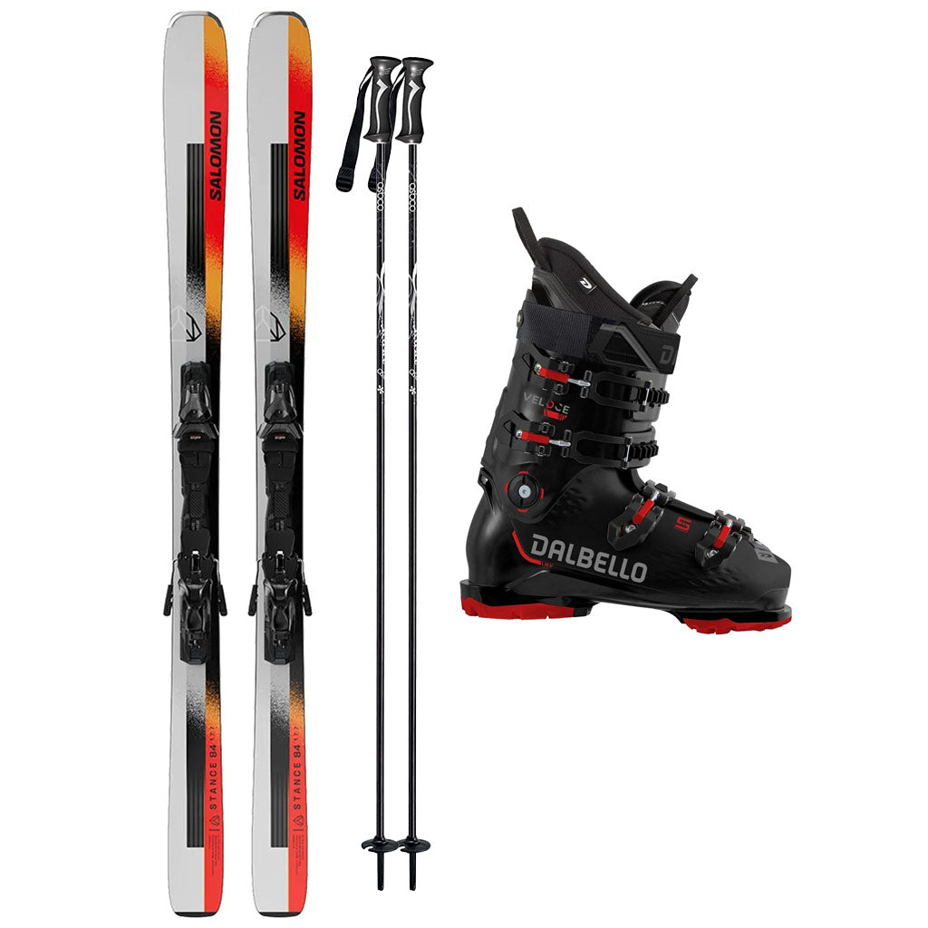 Salomon Stance 84 (M12 GW System Binding) Skis with Dalbello Veloce 90 GW Ski Boot 2024 Mens Ski Package